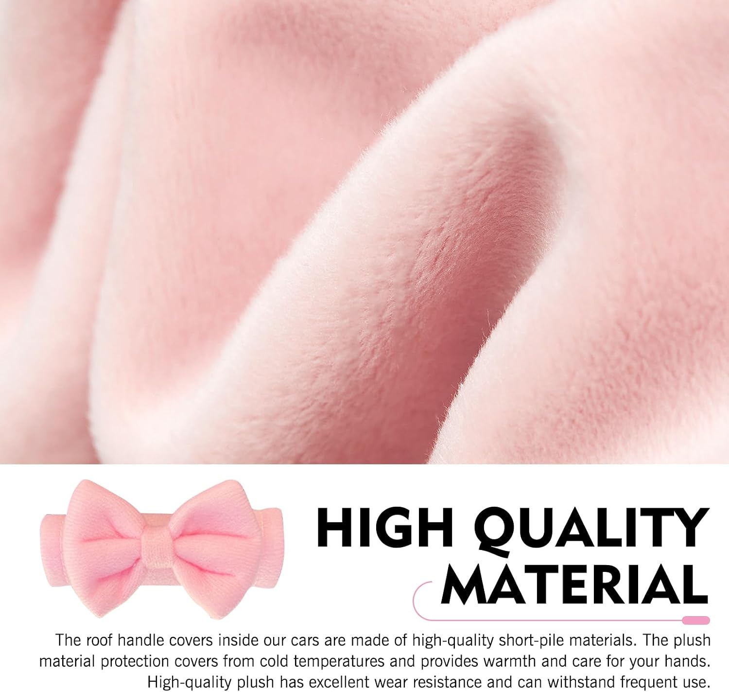 2 PCS Car Inside Roof Handle Cover, Cute Bow Soft Anti-Scratch Pull Handle Protector, Universal Auto Interior Decor Accessories for Car SUV RV Truck (Pink)