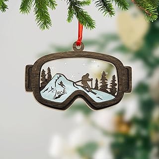 Personalized Skiing Wood & Acrylic Ornament, Snow Ski Gifts for Skiers and Snowboarders, Winter Sports Ornaments for Christmas Tree, Ski Couple Decor, Skier Xmas Gift, Skiing Ornament 2024 (Skiing 11)