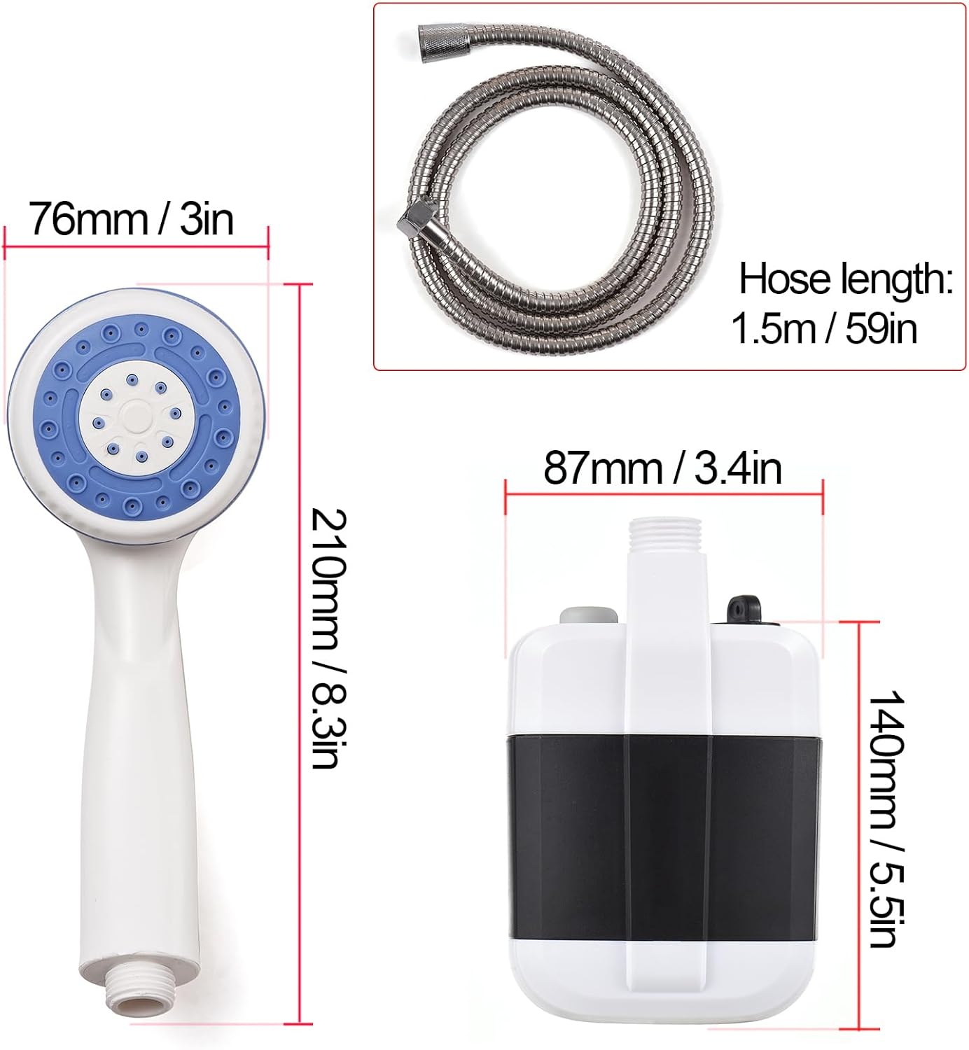 Portable Camping Shower Outdoor USB Rechargeable Electric Shower Pump for Camping Car Washing Gardening Pet Cleaning