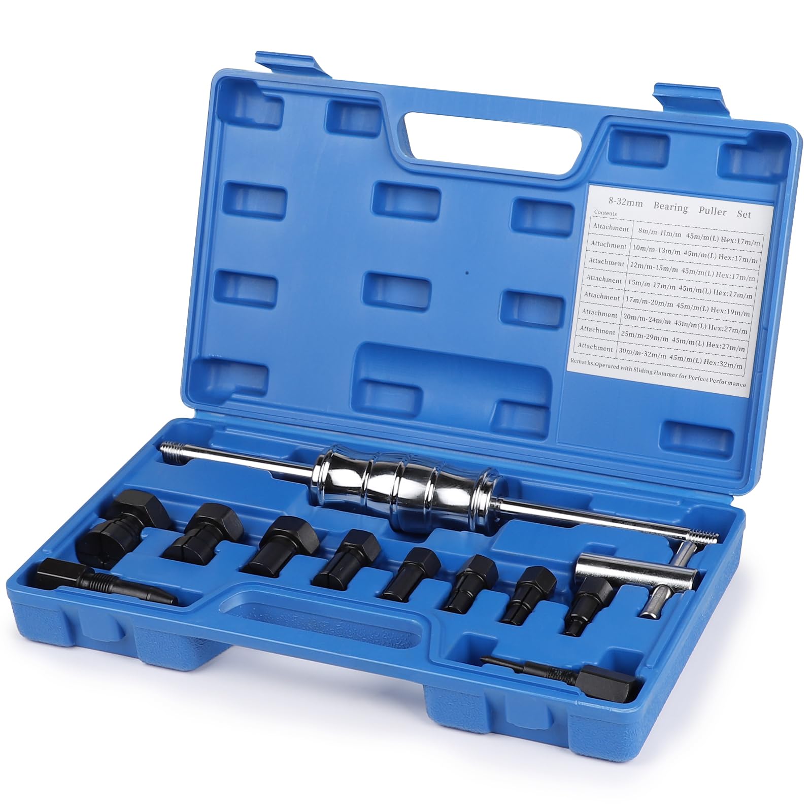 DBREAKS 12 pcs Kit de Extractor rodamientos internos, Extractor de rodamientos con Martillo Deslizante, 8-32 mm