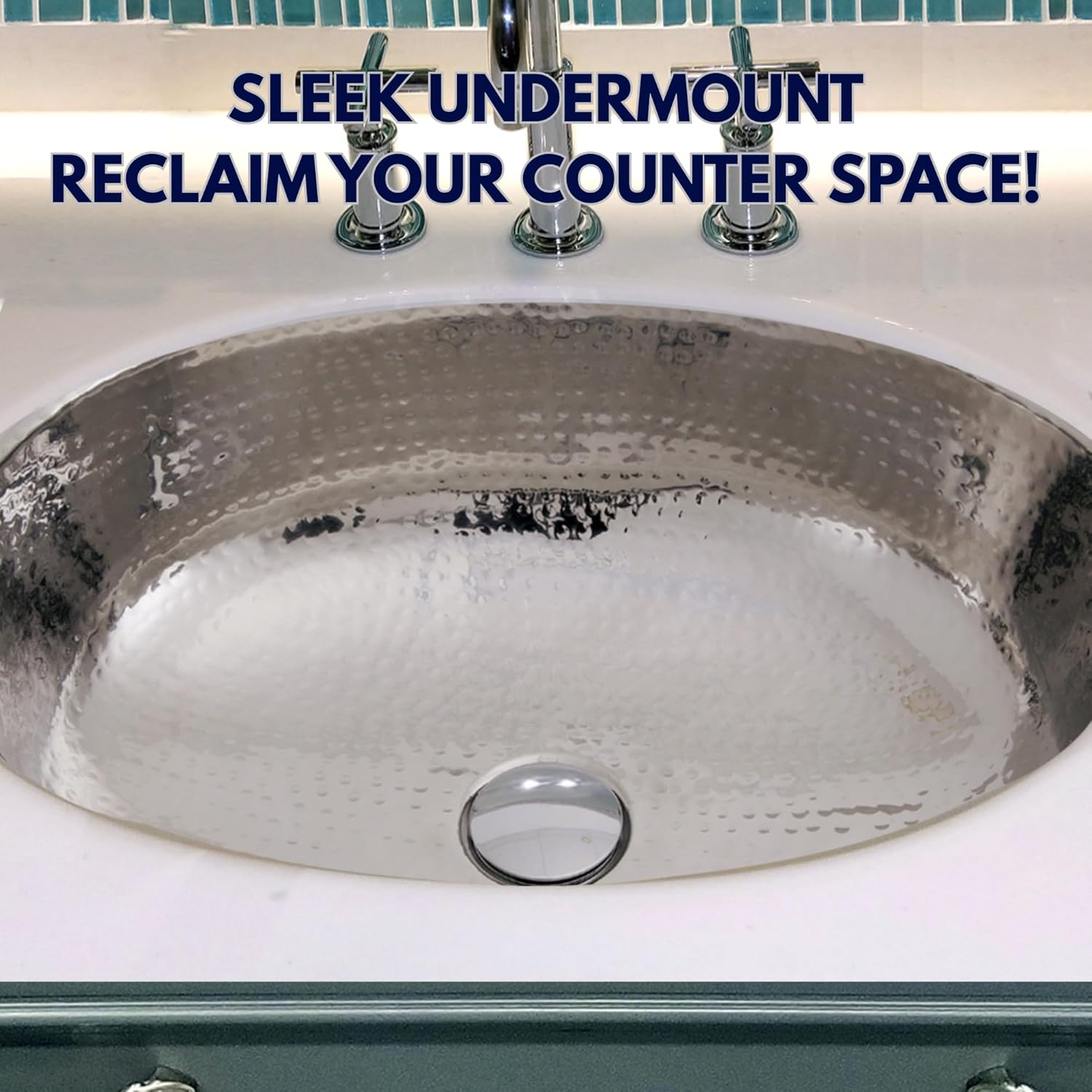 Nantucket Sinks Hand Hammered Stainless Steel Bathroom Sink – 17.75x13.75" Oval Bowl Bath Vanity Sink, Drop In or Undermount, w/Overflow, Handmade, 18 Gauge, Interior Damp – OVS-OF Brightwork