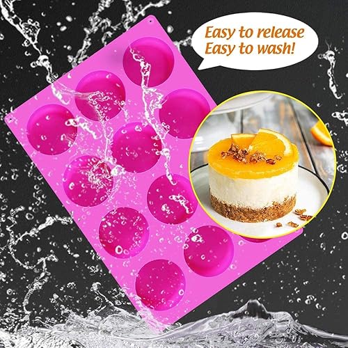 Miniatura 5 de DIFENLUN Moldes redondos para galletas de chocolate, paquete de 2 moldes de silicona cilíndricas de 12 cavidades antiadherentes para hornear Oreos