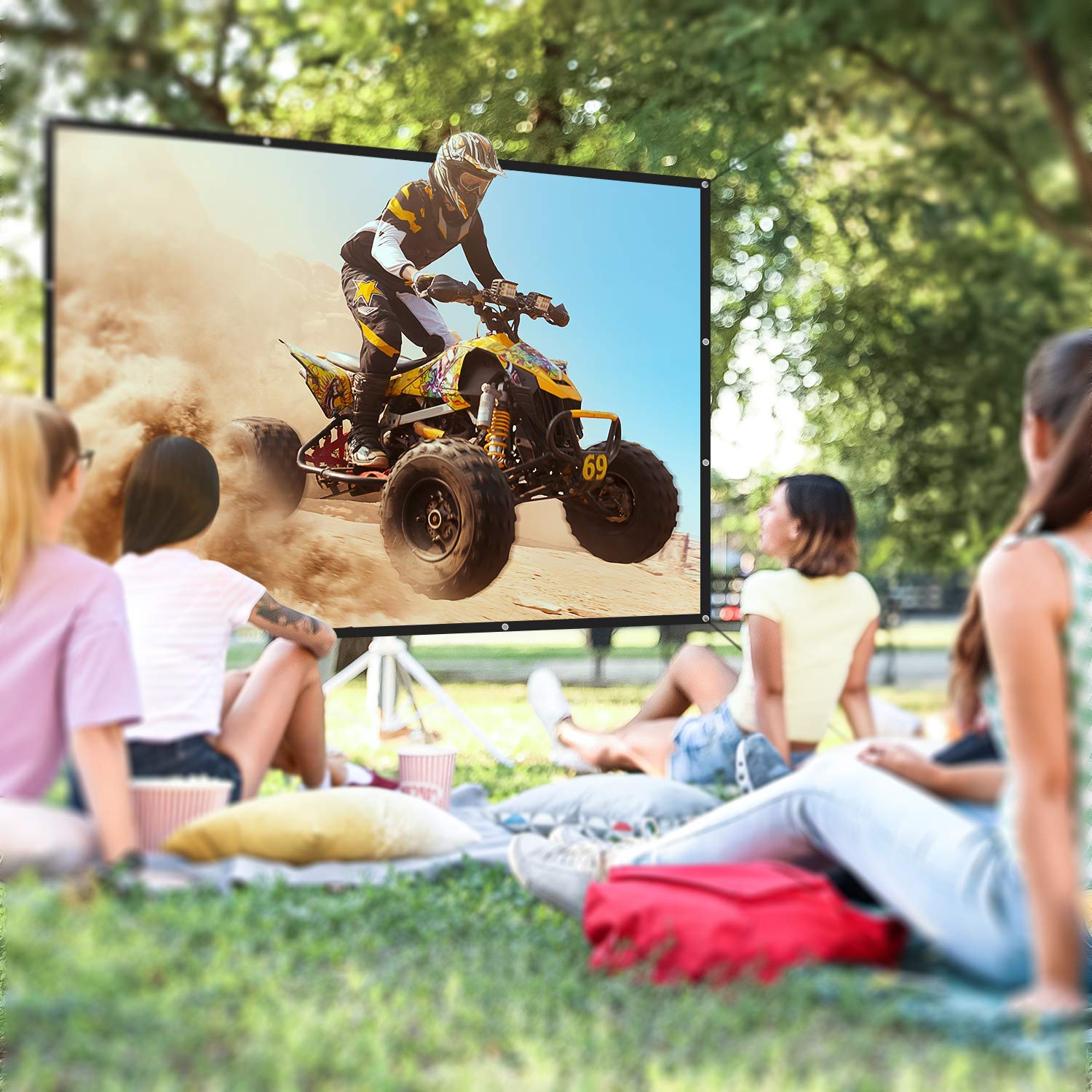 NIERBO Schermi di proiezione Schermo di Proiezione 150" Pieghevole Lavabile 16 : 9 Full HD 3D 4K 337 x 194 cm per Esterno o Interno