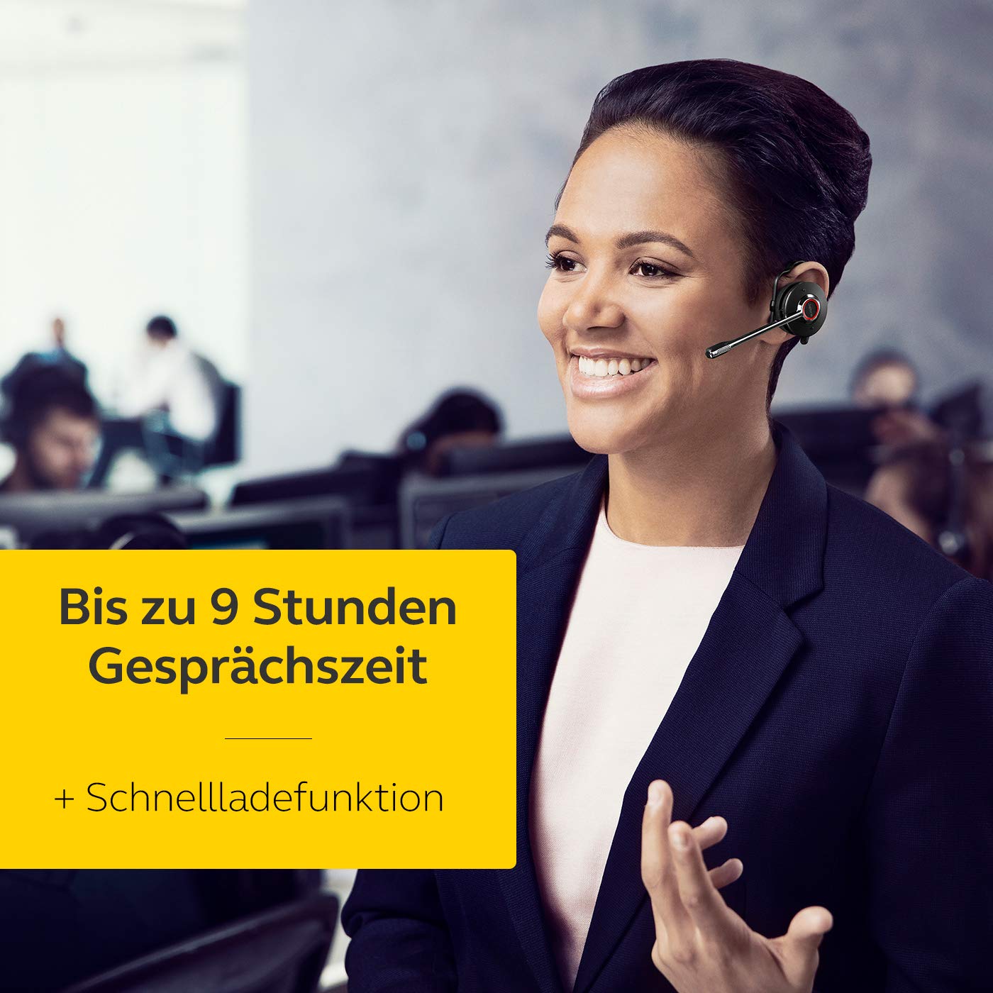 Jabra Engage 75 On-Ear Dect Convertible Headset - Skype for Business zertifizierter drahtloser Kopfhörer mit Noise-Cancelling für Tischtelefone und Softphones - schwarz