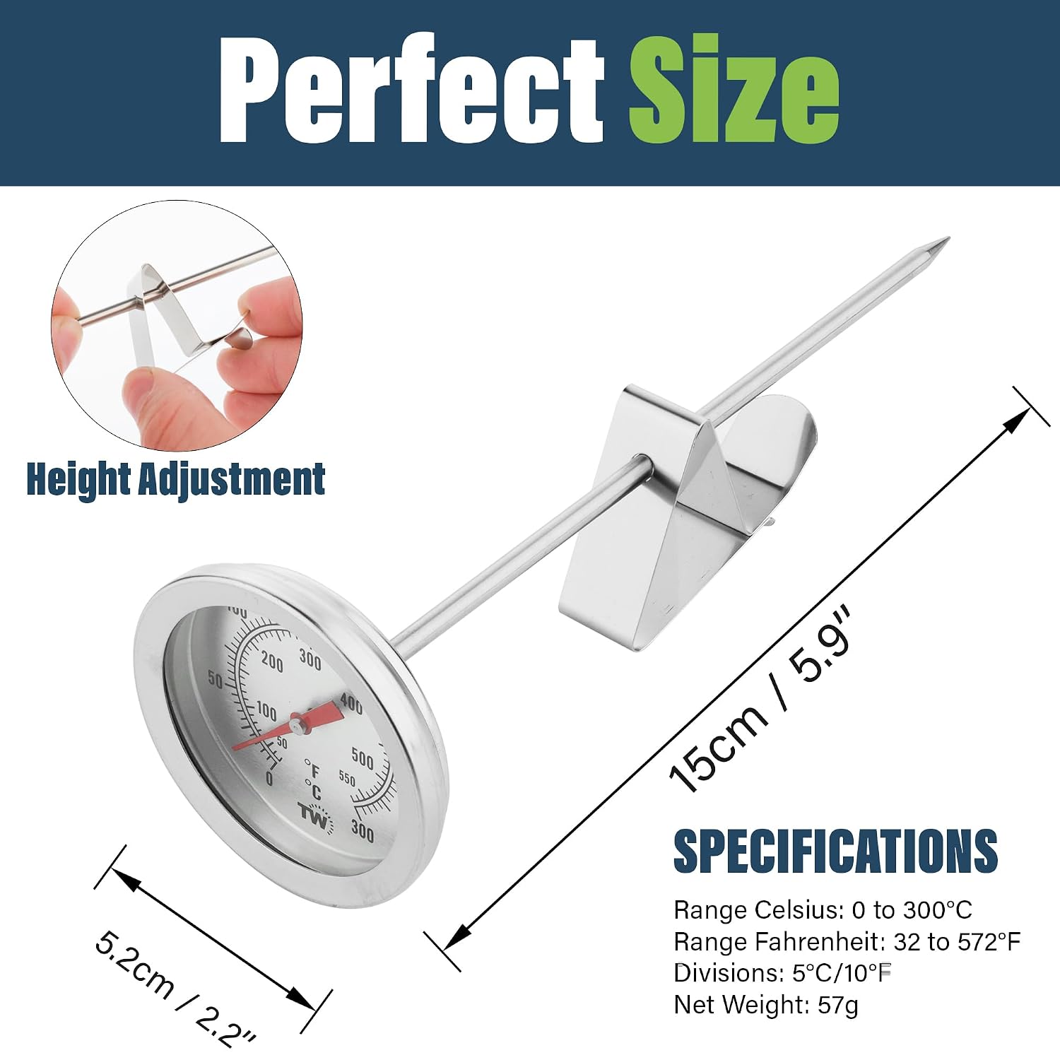 Sugar Thermometer for Making Jam and Candy with Pot Clip