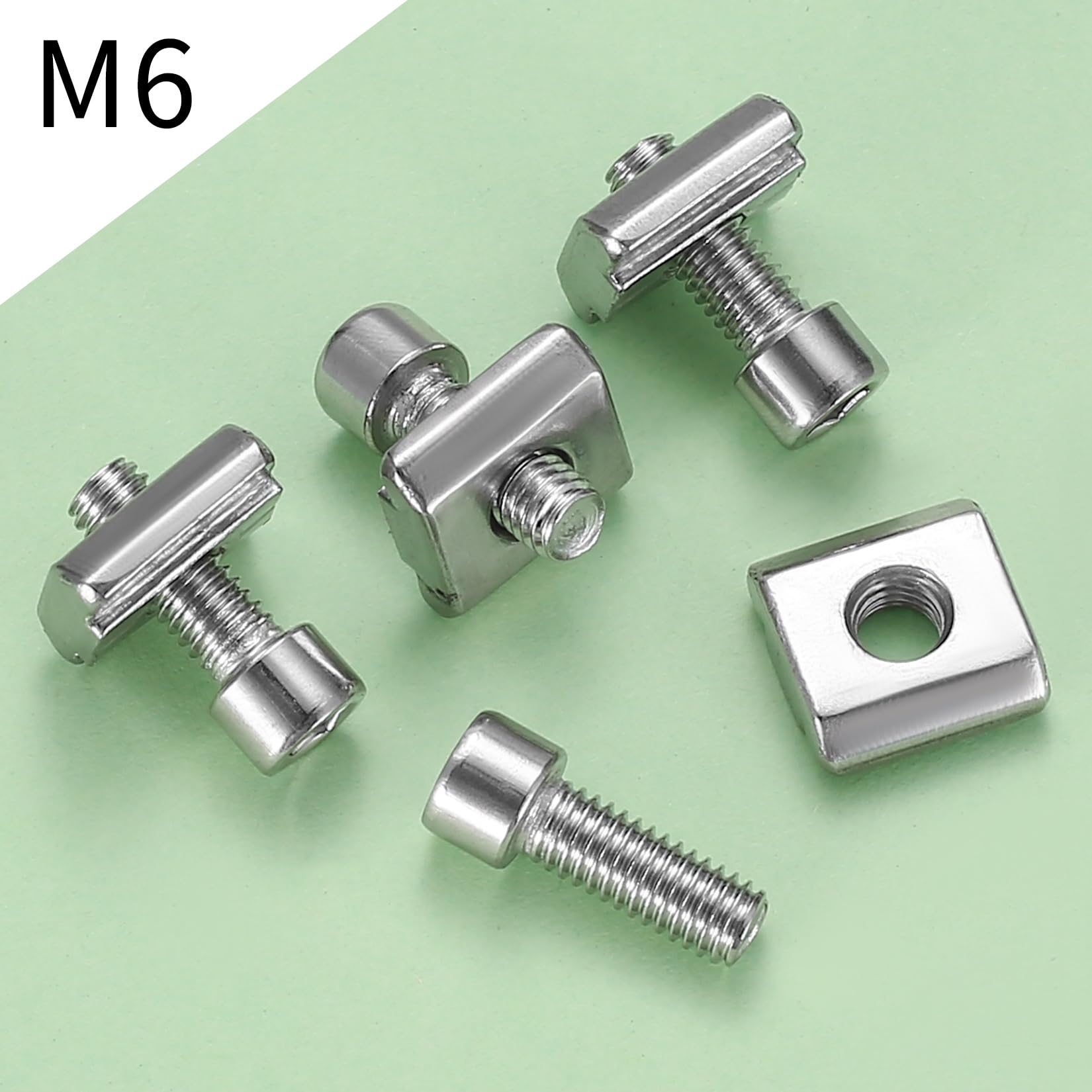 20 écrous à Lame à Ressort M6-1.0 – Acier Carbone Nickelé, Pour Profilés Aluminium Et Assemblages Modulaires - 4