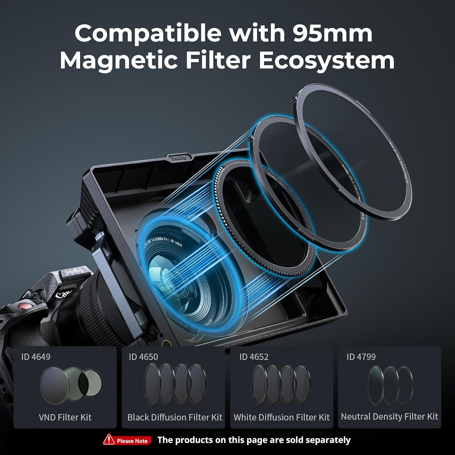 SmallRig Matte Box Kit with CPL&VND Filters, Lens Hood and Top Flag, 2 Pcs 4x5.65 Filter Frame, 4 Pcs Threaded Adapter, CPL 1 & 2 Filters, No Vignetting, for Mirrorless Camera Video - 5011