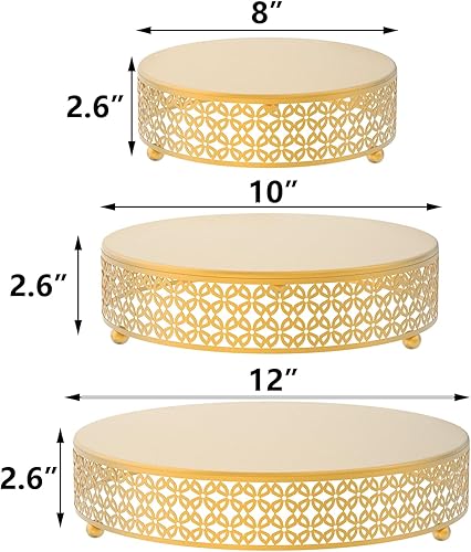 Miniatura 2 de YOUEON Juego de 3 soportes de metal dorado para tartas de 12108 pulgadas para mesa de postre, soportes de postre, soportes de exhibición de cupcakes