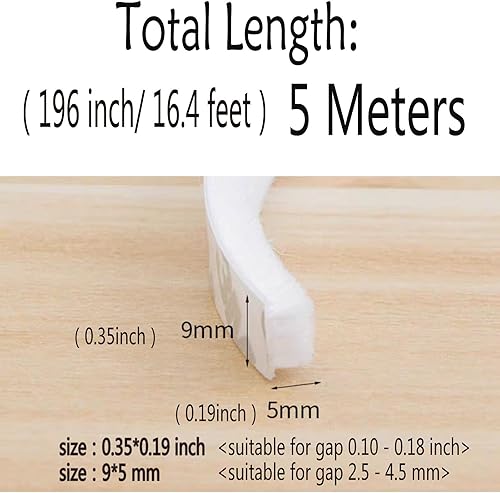Miniatura 7 de Burlete autoadhesivo de 32 pies para ventanas y puertas insonorización de casa (32 pies x 1132 pulgadas de respaldo x 916 pulgadas, blanco)