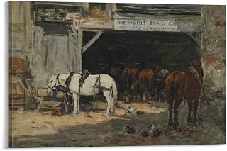 Yard And Stable of A Landlord by Eugene Boudin Posters Art Print Wall Photo Paint Poster Hanging Picture Family Bedroom Decor 08x12inch(20x30cm)