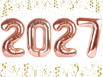2027 Balloons - Rose Gold new years balloons, Happy new years decorations
