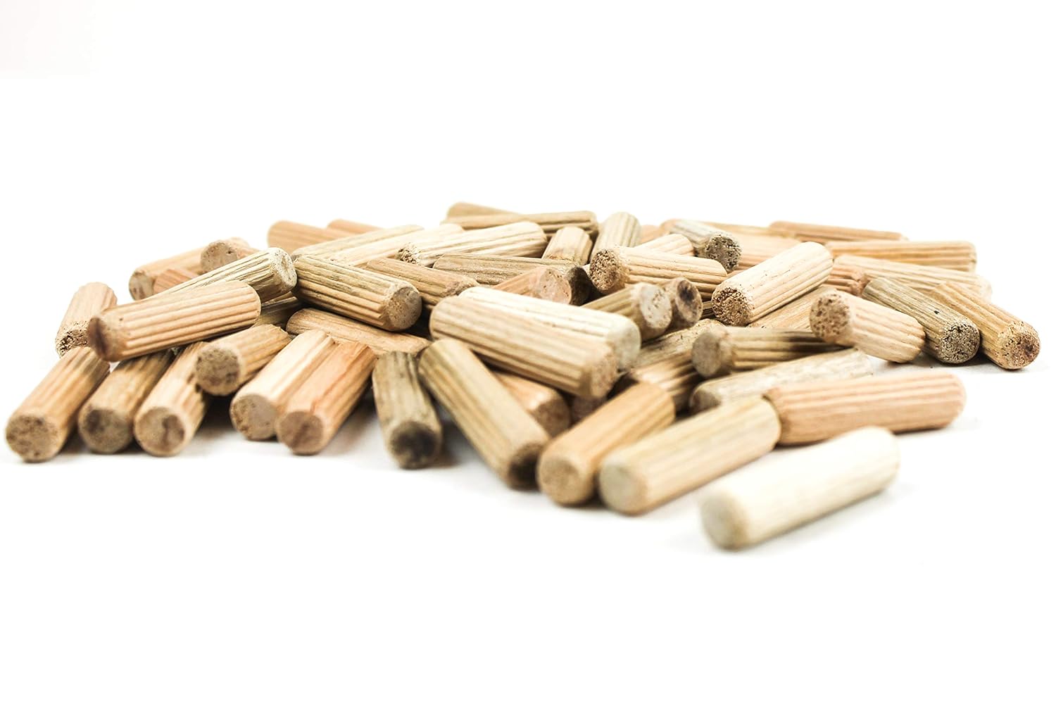 Berta 500-Pack, 5/16" x 1 1/2" (8 mm x 40 mm) Wooden Dowel Pins, Straight Dowel Rods Made of Hard Wood, Fluted Wood Dowel Plugs with Beveled Ends Tapered for Easy Insertion, for Woodworking (500)