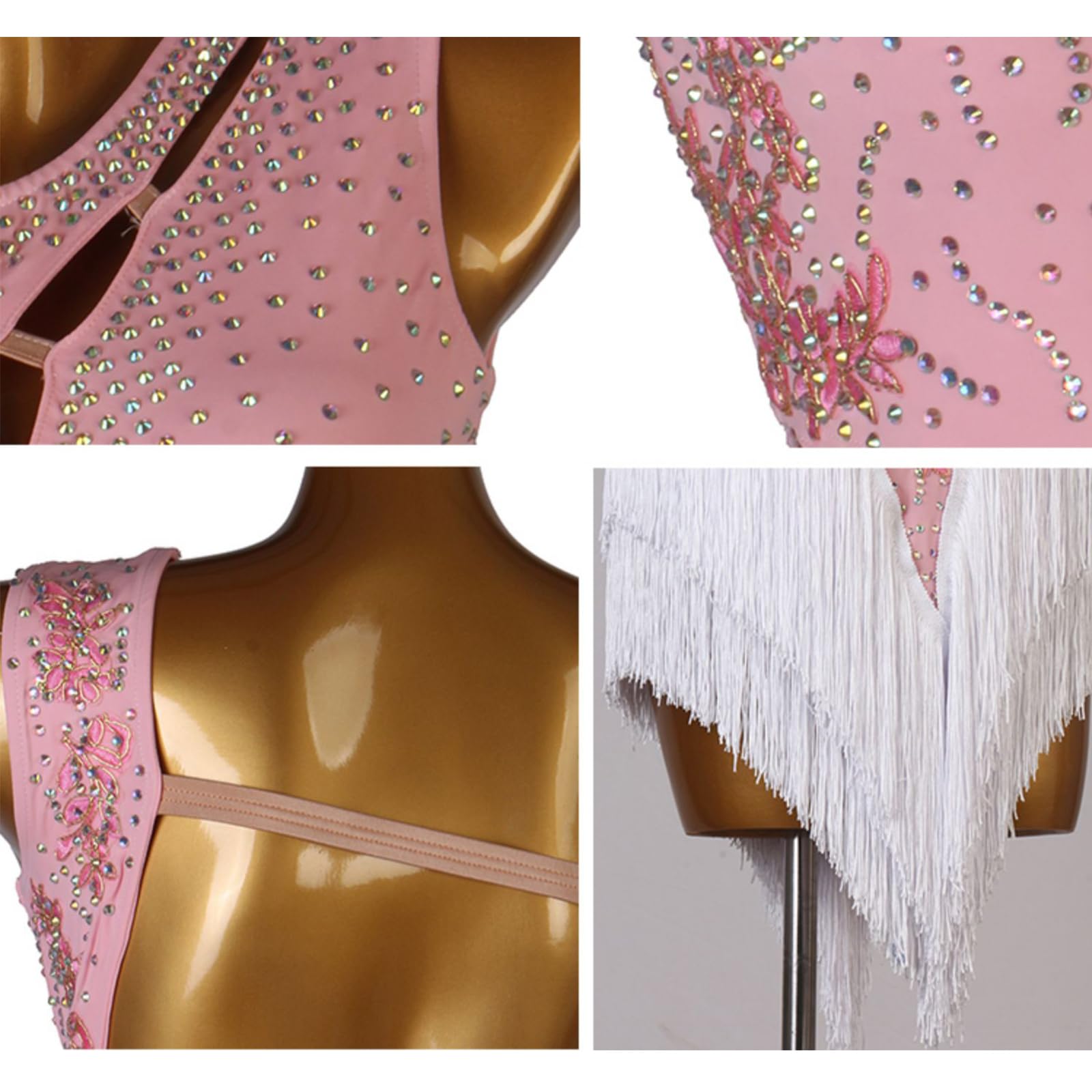 CHAGME Fringe Latin Dance Dresses for Women Professional Competition Cha Cha Tango Costume Ballroom Performance Dancewear,Green,L, Large