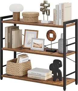 NUMENN 3 Tier Bookshelf, 31.5" W Bookcase Shelf Storage Organizer, Modern Book Shelf for Bedroom, Living Room and Home Office, Vintage
