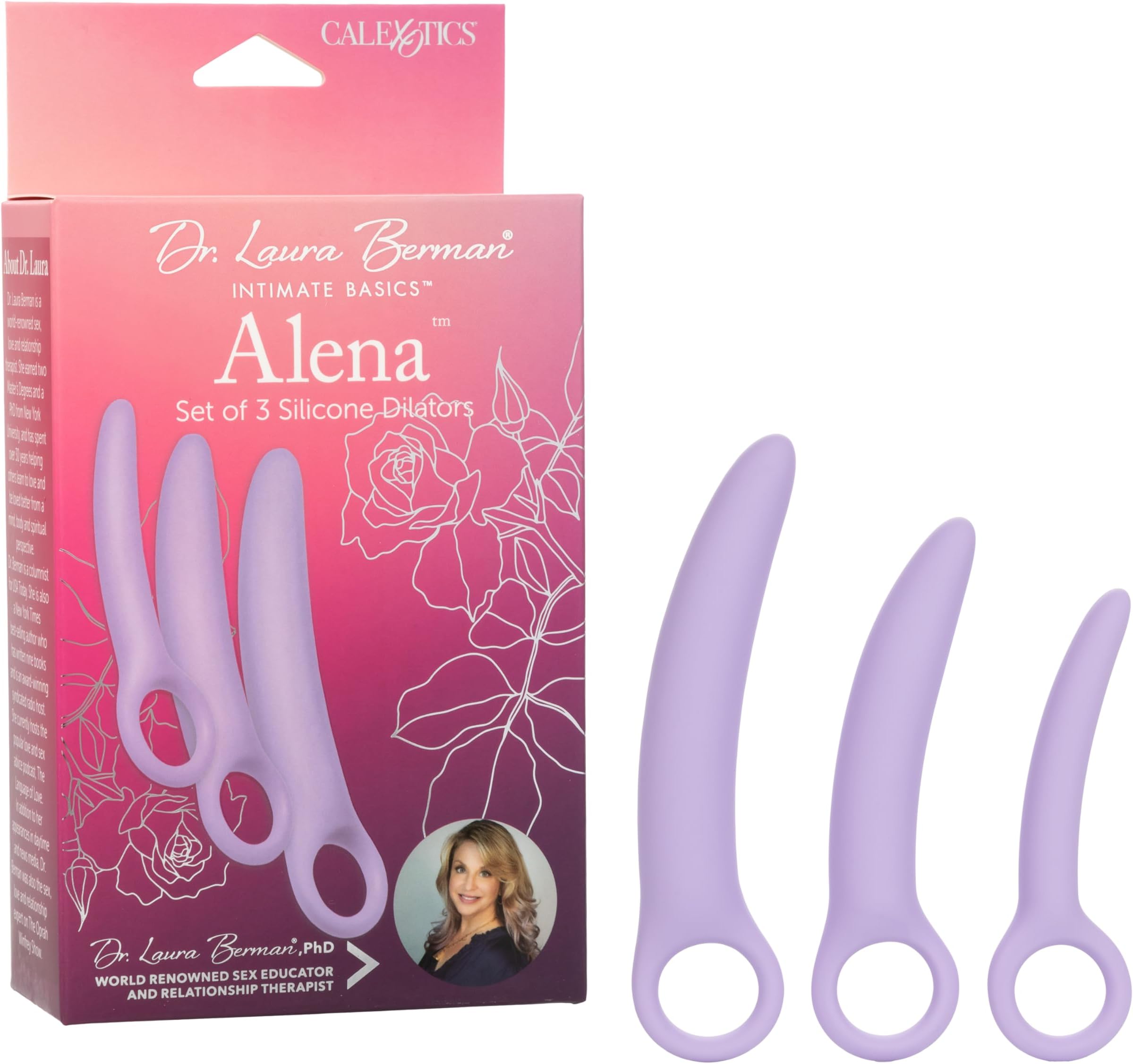 CalExotics Dr Laura Berman Intimate Basics Alena - 3 Piece Silicone Dilators Set With Ergonomic Finger Loop - Waterproof Fetish Sex Toys for Women - Purple Lavender SE-9710-05-3