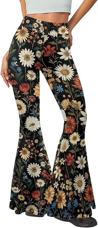Pinupub Flare Leggings for Women - Fall Bell Bottom Yoga Pants Casual High Waisted Bootcut Leggings Spring Trousers