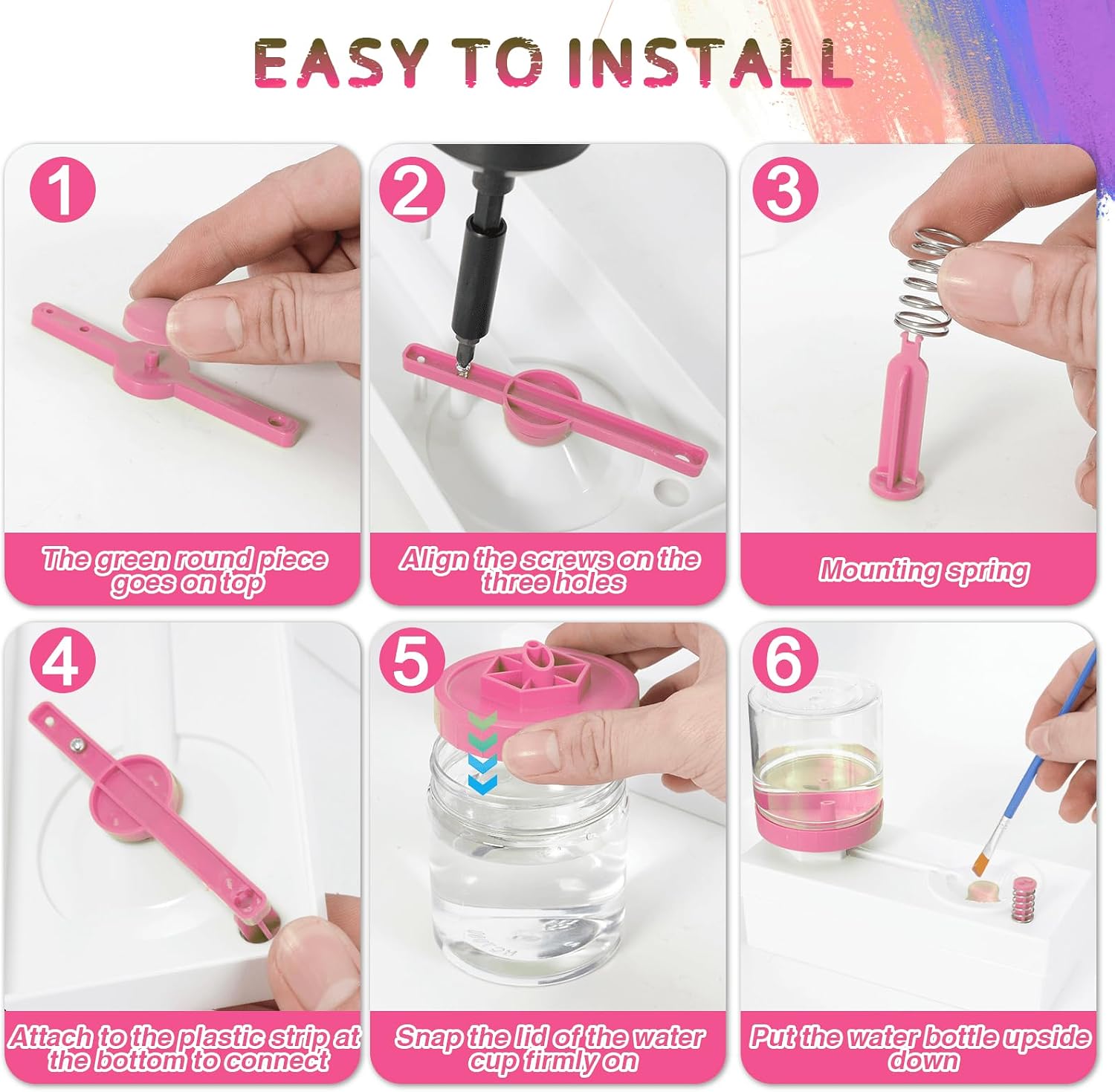 Upgraded All in 1 Paint Brush Cleaner Tool Paint Brush Rinser Paint Water Dispenser Painting Station for Acrylic, Watercolor, Oil Christmas&Birthday Gift for Kids（Give 4 Pen & Pen holder & paint tray）
