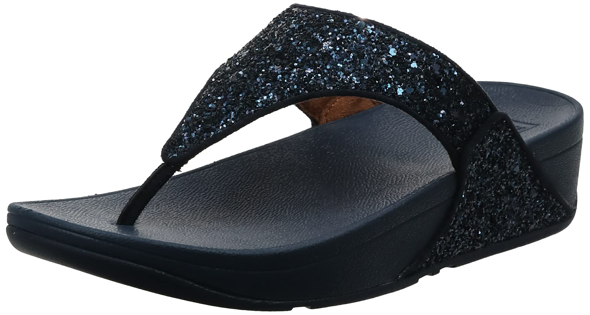 Fitflopwomens Lulu Glitter Toe Post Black Glitter Sandals