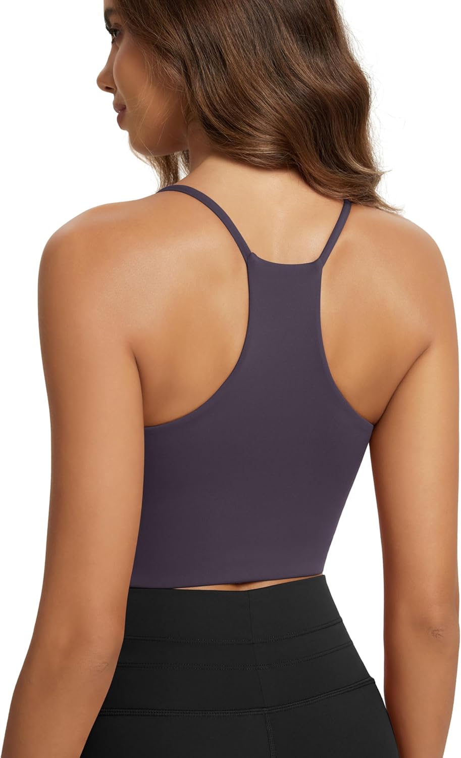 ODODOS Halter Sports Bra for Women Non Padded Strappy Cropped Tops Workout Yoga Crop