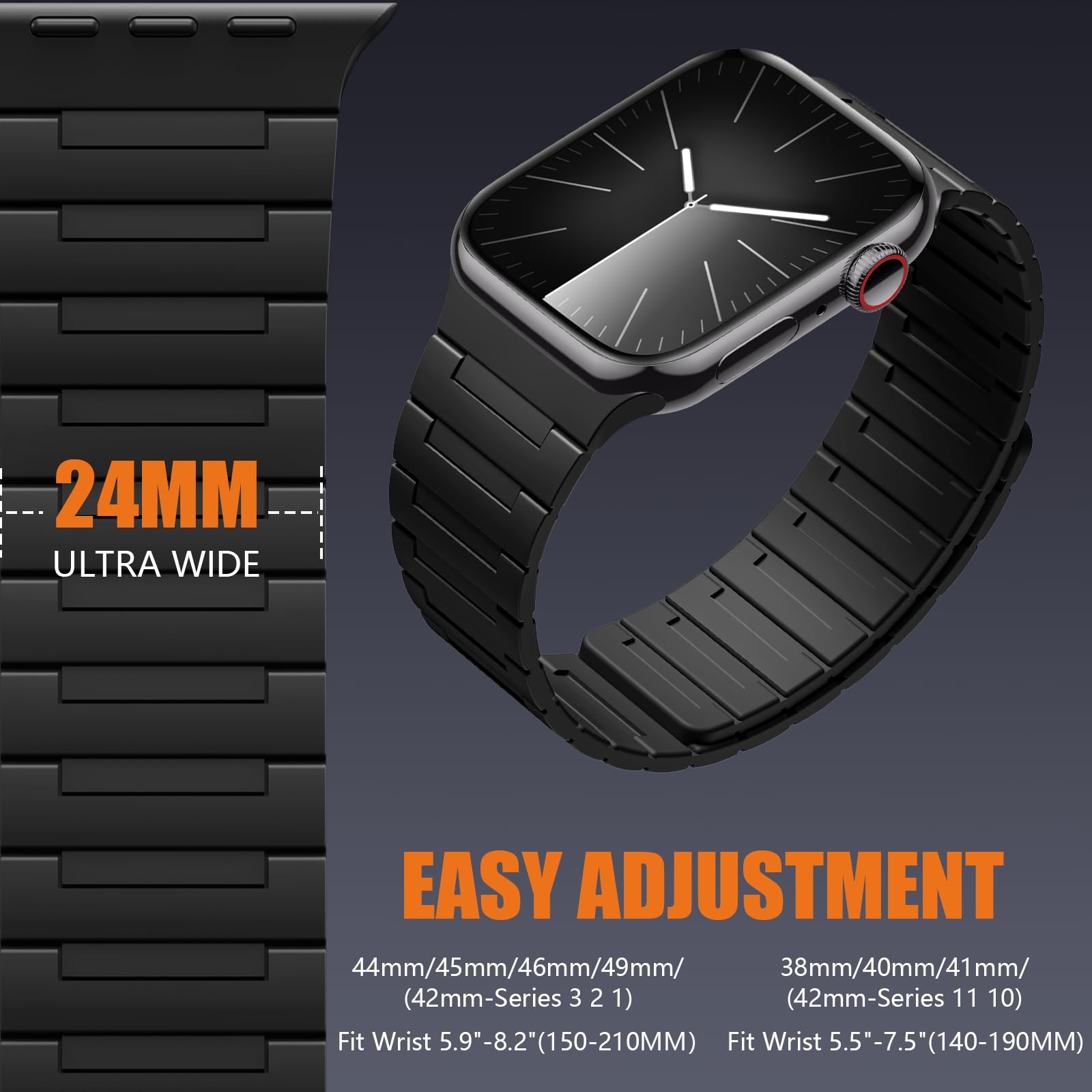 SNBLK Magnetisches Silikon Armband Kompatibel mit Apple Watch Armband 44mm 45mm 46mm 49mm 42mm 41mm 40mm 38mm, Starkmagnet Sportarmband für iWatch Series 11 Ultra 3 Ultra 2 SE 10 9 8 7 6 5 4 3 2 1