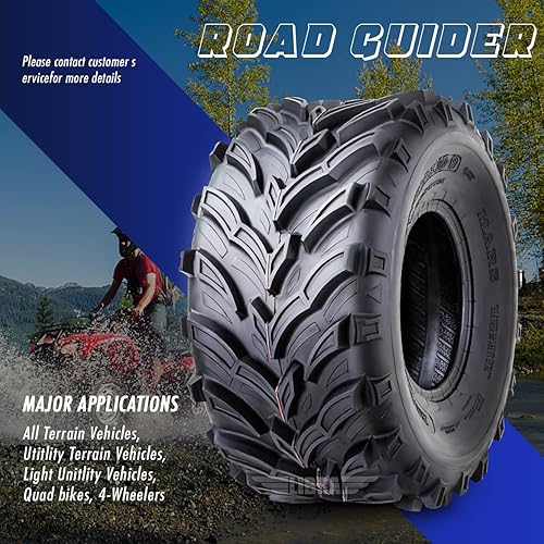 Miniatura 6 de ROADGUIDER Juego de 4 neumáticos ATVUTV 22x7-11 delanteros y 22x10-9 traseros6PR 0.787 in banda de rodadura profunda compatible con Honda Recon 250