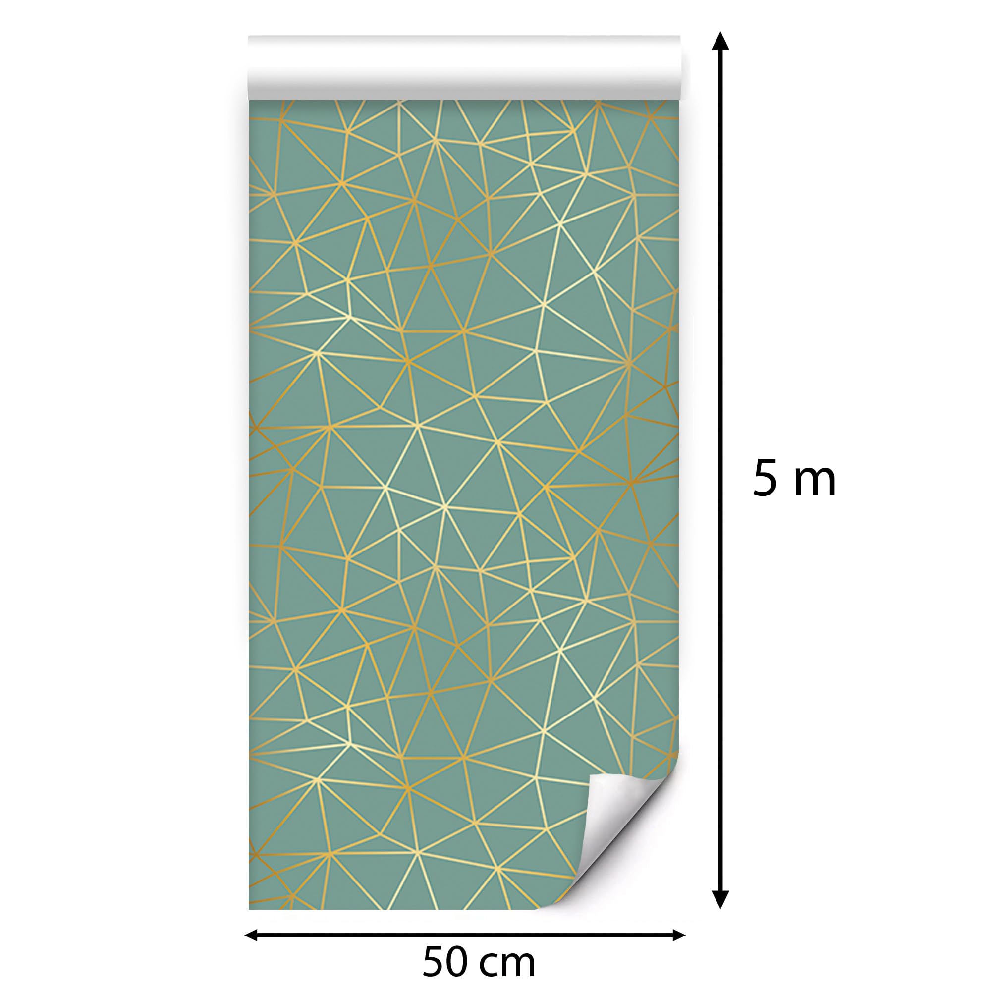 Tapeta flizelinowa premium zielono-złota wzór geometrycznych linii