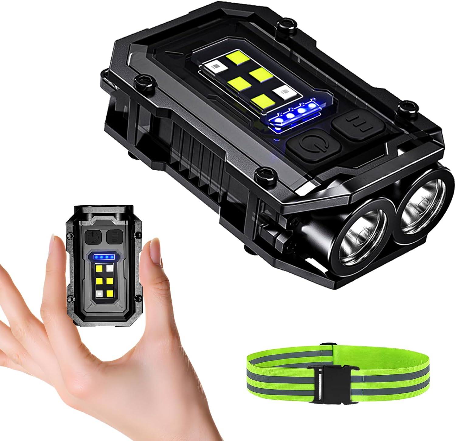 Clip on Flashlight, 8 Modes Running Light for Runners Rechargeable Safety Lights Portable COB Flashlight for Night Working, Running, Camping, Fishing, Hiking, Dog, Gift