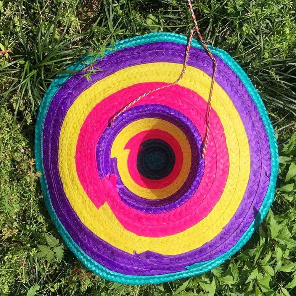 Sombreros de paja coloridos de ala ancha para fiesta mexicana de verano, preformance para el carnaval, sombreros de paja de verano naturales