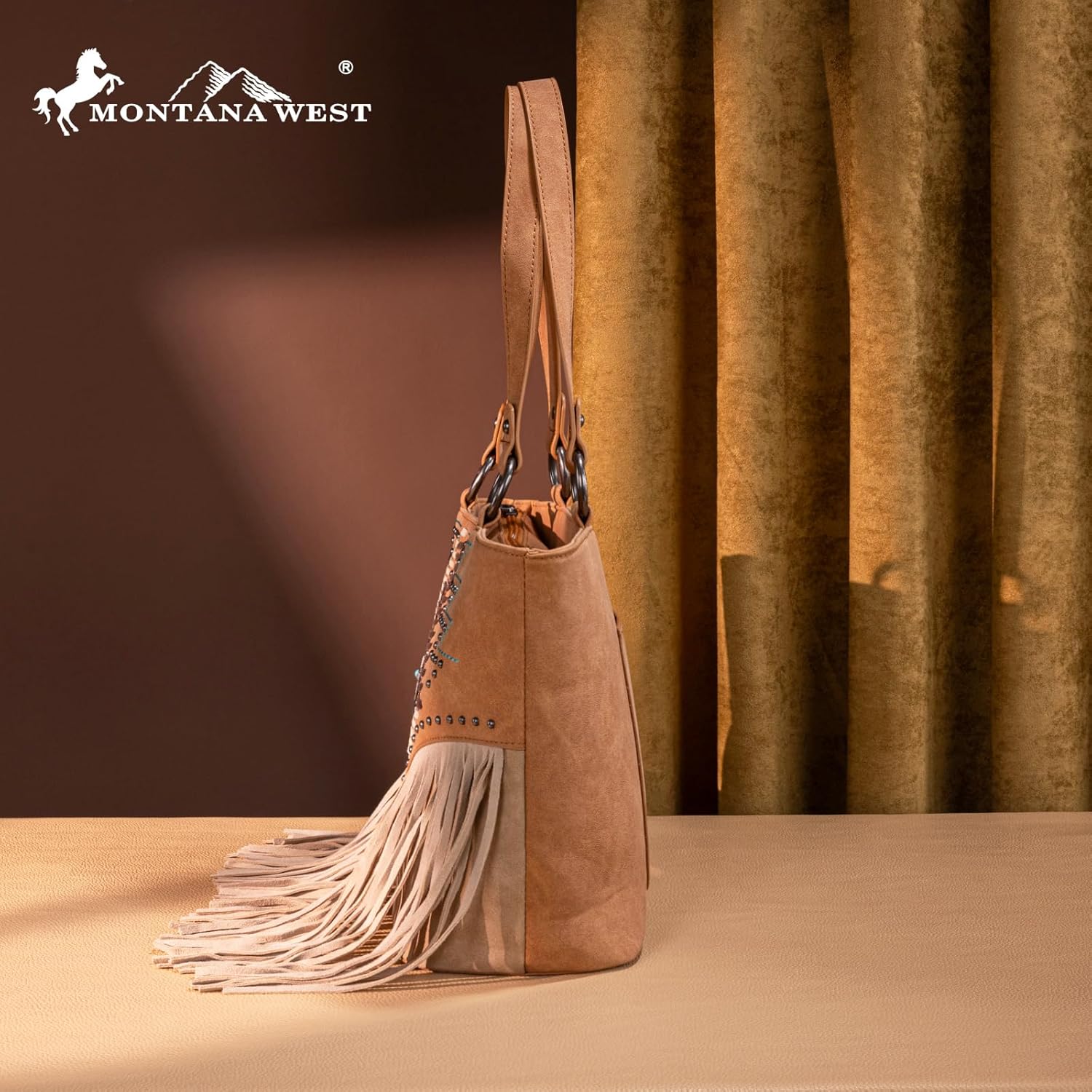 Montana West Western Tote Bag for Women Tooled Shoulder Purse with Wallet 2Pcs Set - Image 7