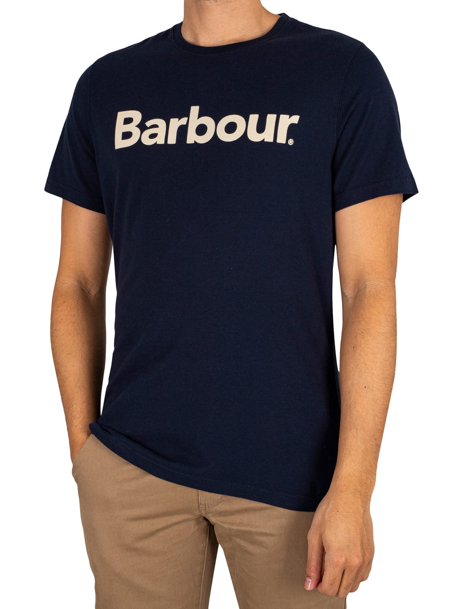 Barbour de los Hombres Camiseta Ajustada con Logotipo, Azul