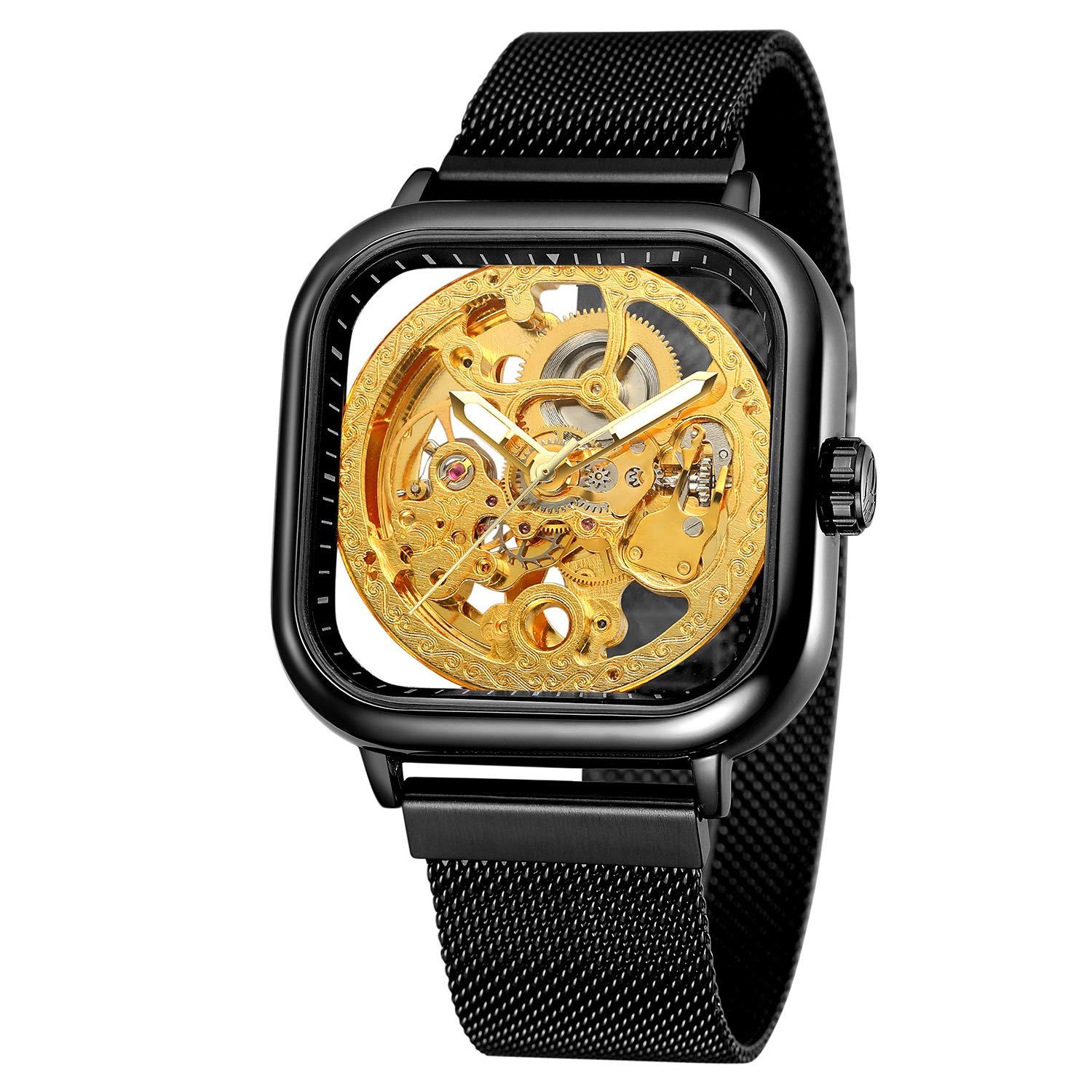 FORSINING Stainless Steel Analogue Black Dial Mens Watch (Black Dial Black Colored Strap) (B08153LMVH) Amazon Price History, Amazon Price Tracker