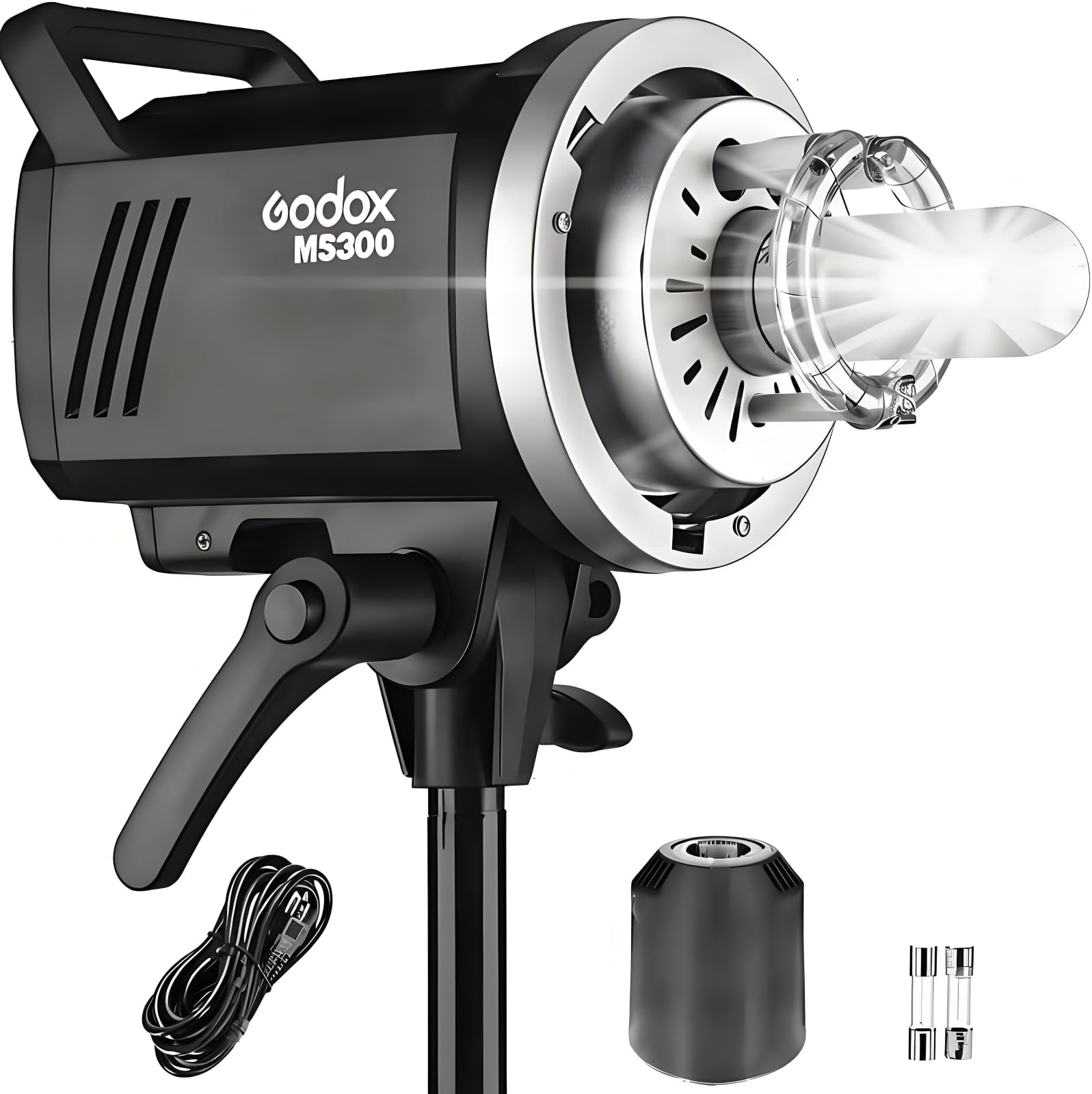 MS300 Compact Studio Flash 300W 2.4G Wireless Monolight with 150W Modeling Lamp,Outstanding Power Output Stability,Anti-Preflash,Bowens Mount,5600±200K CCT,0.1～1.8S Recycle Time