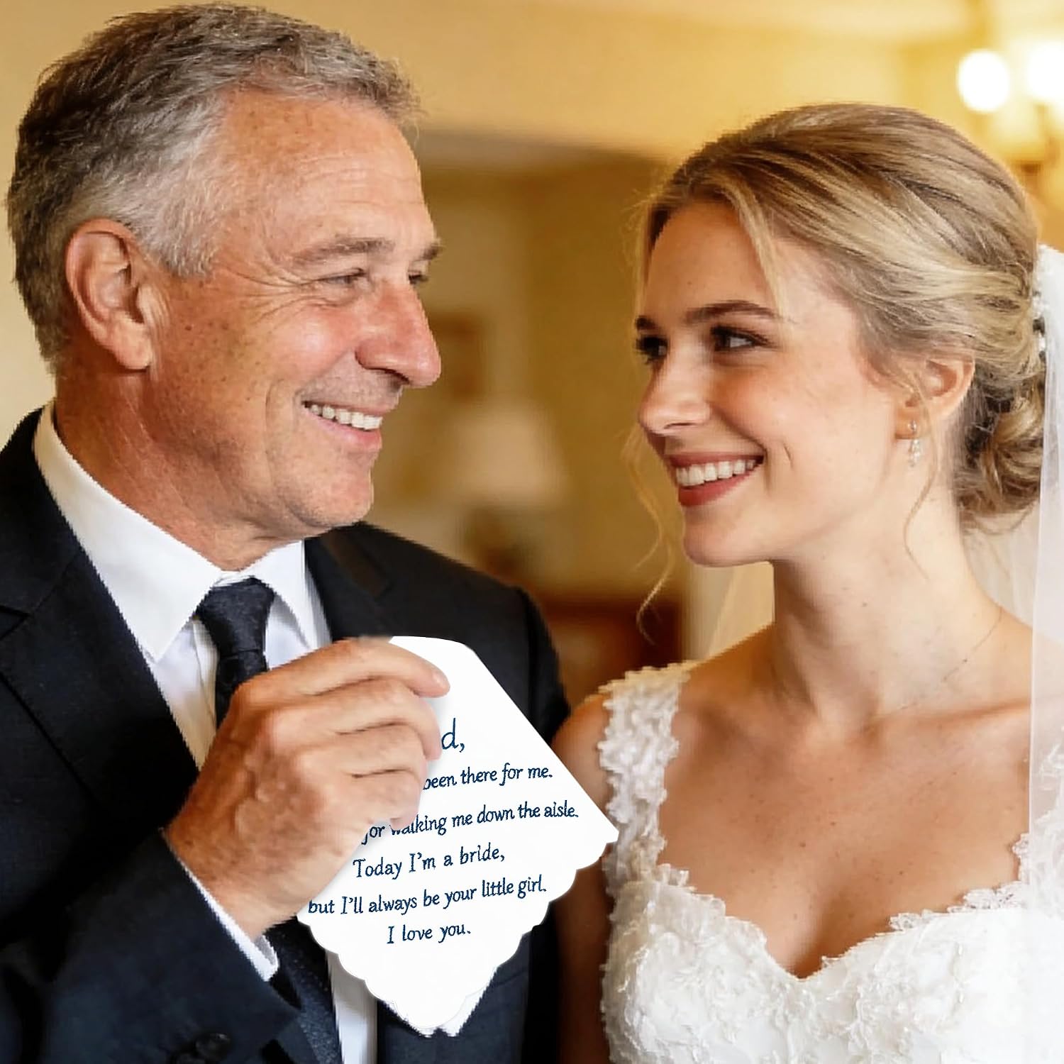 Lamyba Something Blue for Bride and Groom Wedding Handkerchief,Mom and Dad Gifts