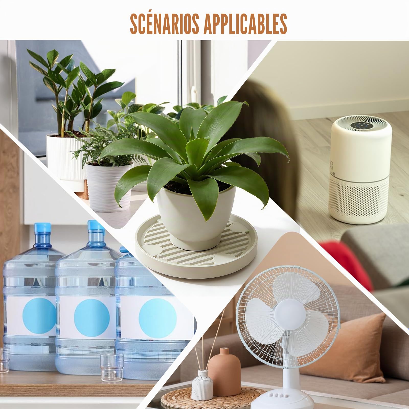 GOMETY 2 Pièces Support de Plante à roulettes Rond 31cm, Plateforme Roulante 360° avec roulettes Invisibles, Charge 75 kg, Plastique Durable pour Pots de Fleurs Intérieur/Extérieur, Blanc Cassé
