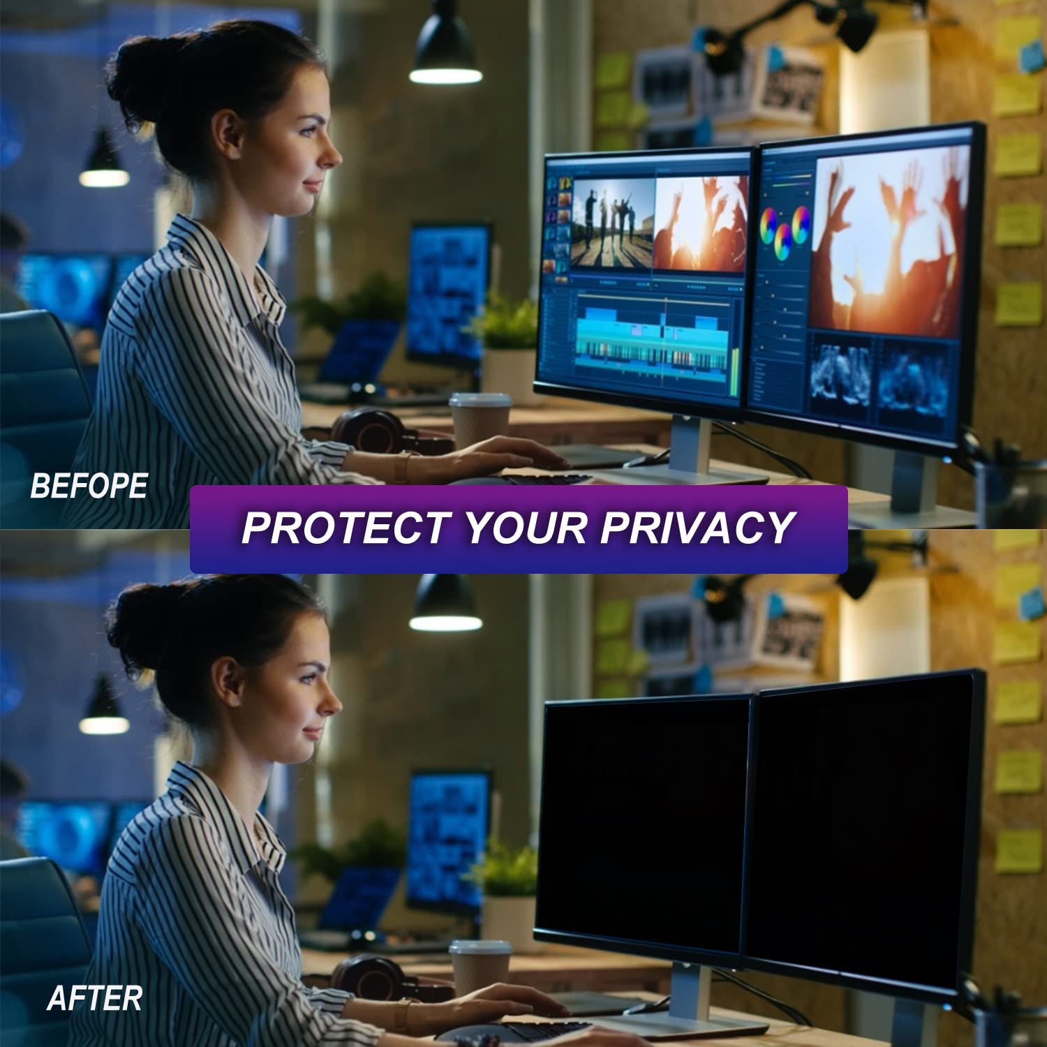 AiMok 19 Pollici Filtro Privacy Premium, Privacy Filter, Pellicola de Protezione Filtro Anti Luce Blu per Monitor/Laptop Computer (19 Pollici, 377 x 302 mm 5:4)