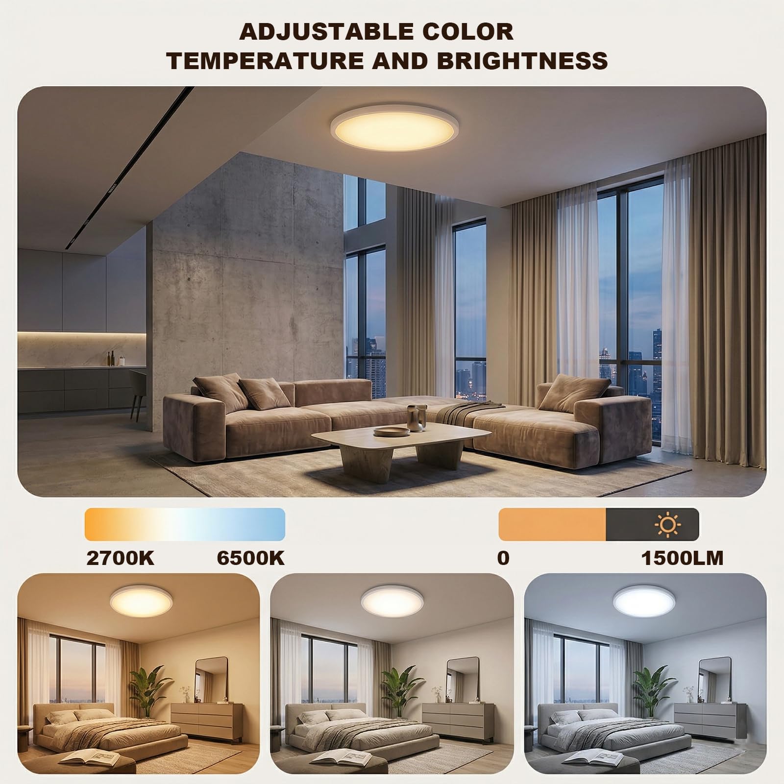 YEELIGHT Smart Deckenleuchte, 23W 1500LM LED Deckenlampe Dimmbar mit Fernbedienung, Ra95 Nachtlicht mit 2700K-6500K, Kompatibel mit Alexa & Google Assistant für Wohnzimmer Schlafzimmer Küche Flur 32cm