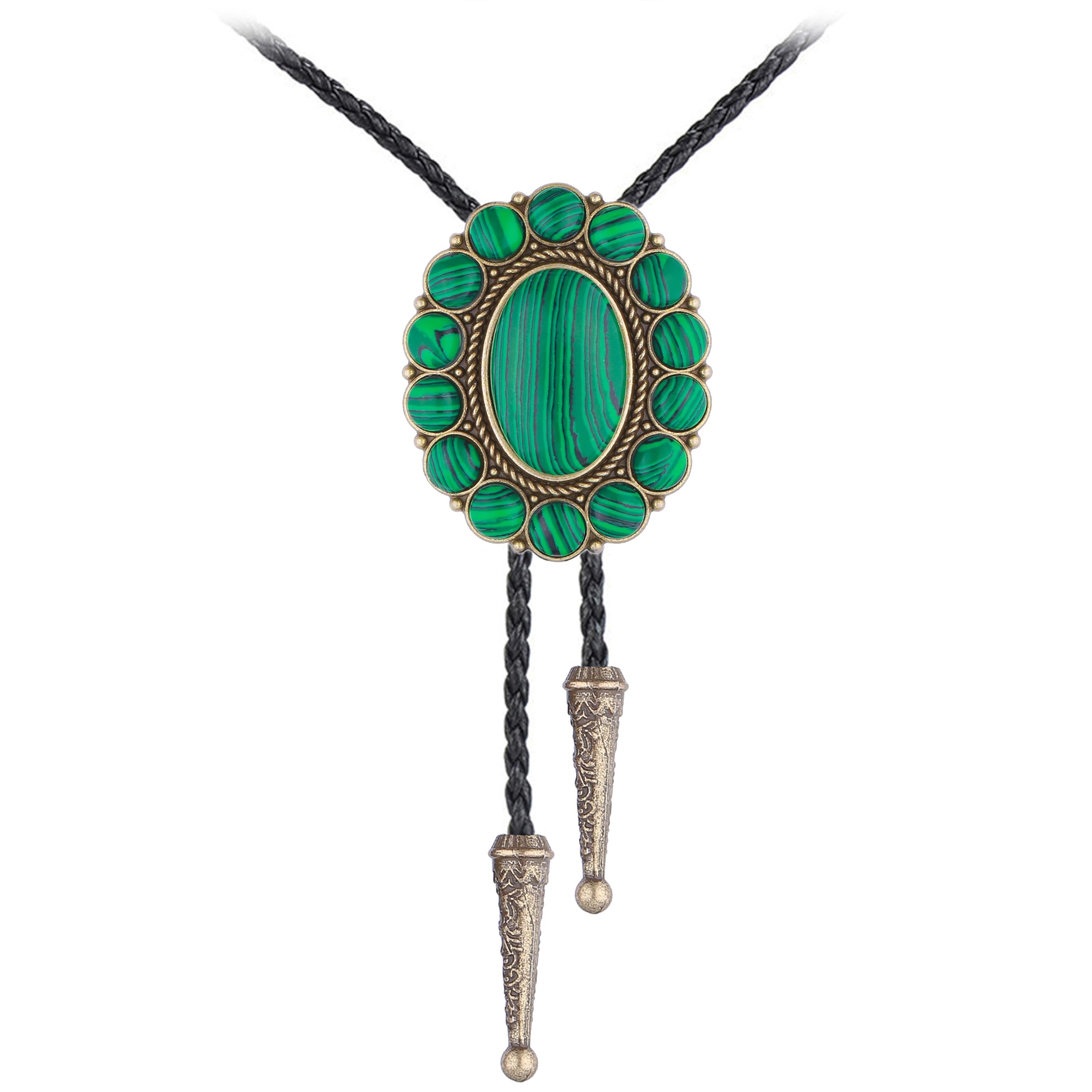 GelConnie Bolo Tie for Men Women Western Cowboy Turquoise Leather Necktie