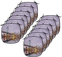 Vista 94 de Lunarable USA Chair Cushion Pad, American Cities Skylines Metropolis Architecture Sketch Style Hand Drawn Art Print, Seat Padding for Kitchen &