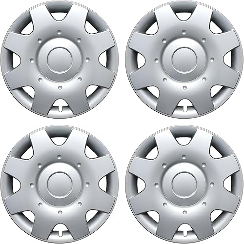 Miniatura 2 de OxGord - Juego de 4 tapacubos para llantas de automóvil, accesorios de automóvil color plateado, cubierta de llanta de acero estándar, tapas de