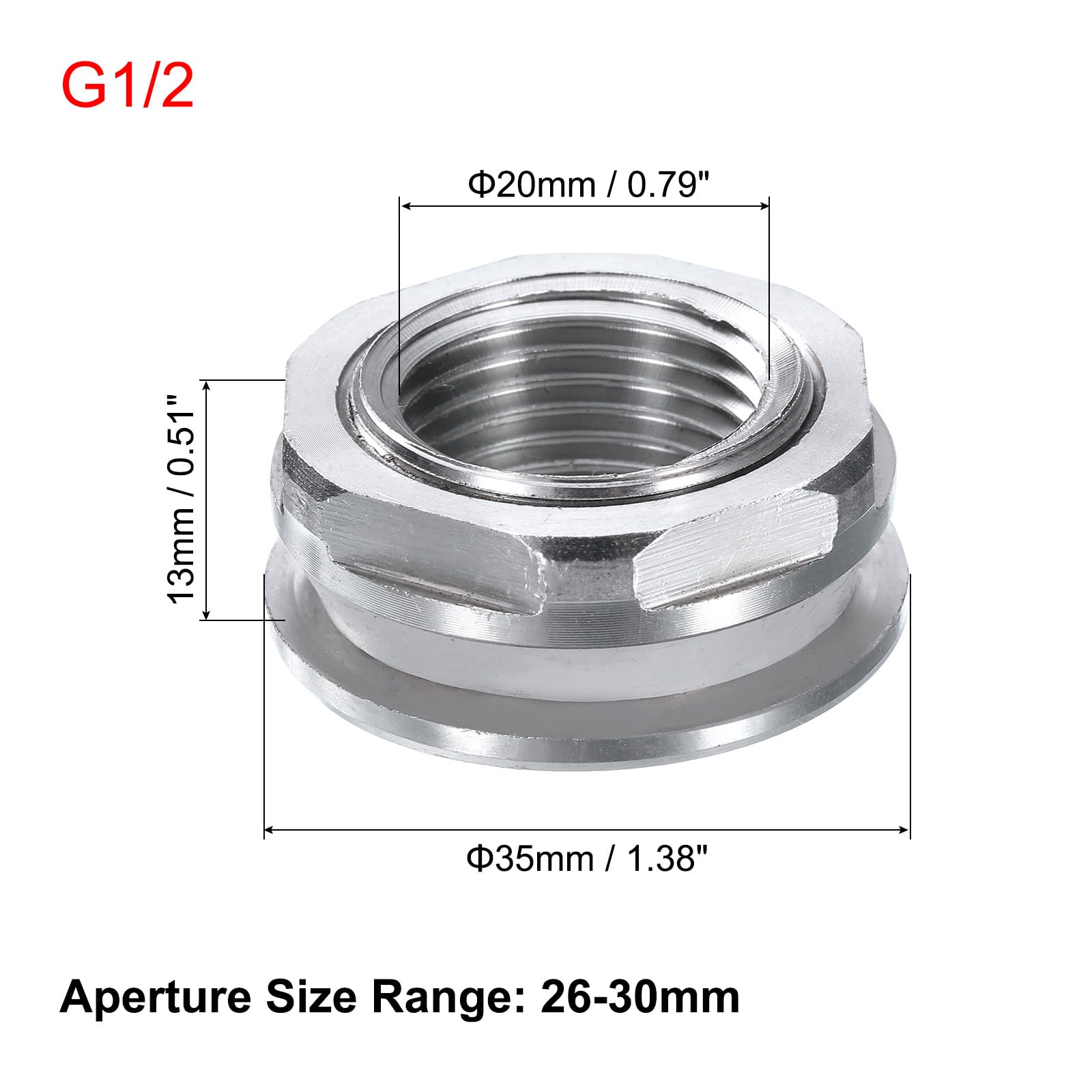 QUARKZMAN Złączka ścienna 1/2 "żeńska stal nierdzewna 304 złącze zbiornika na wodę adapter zbiornika na wodę łącznik węża z taśmą uszczelniającą do zbiornika wody w wannie