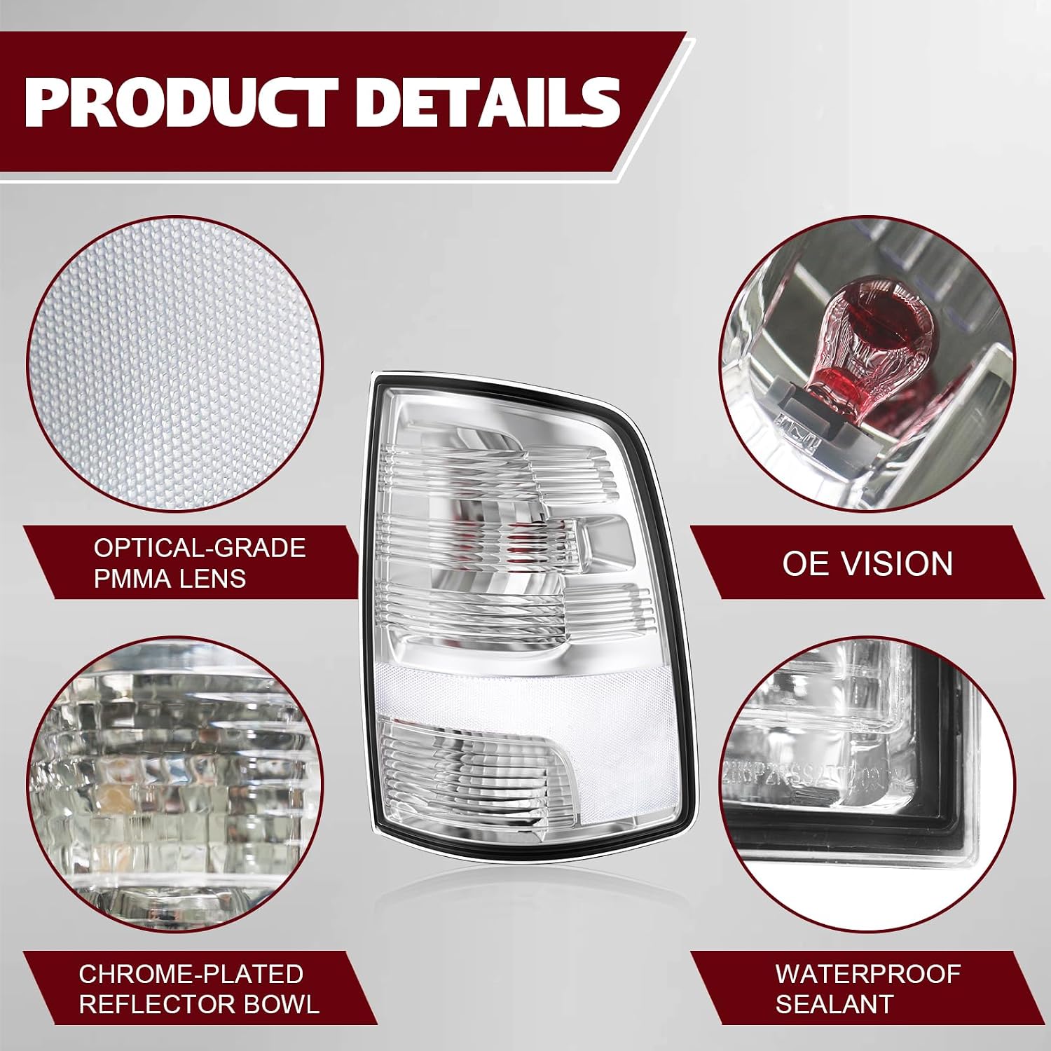 Clear Tail Lights Assembly Pair for 2009-2018 Dodge Ram 1500 2500 3500