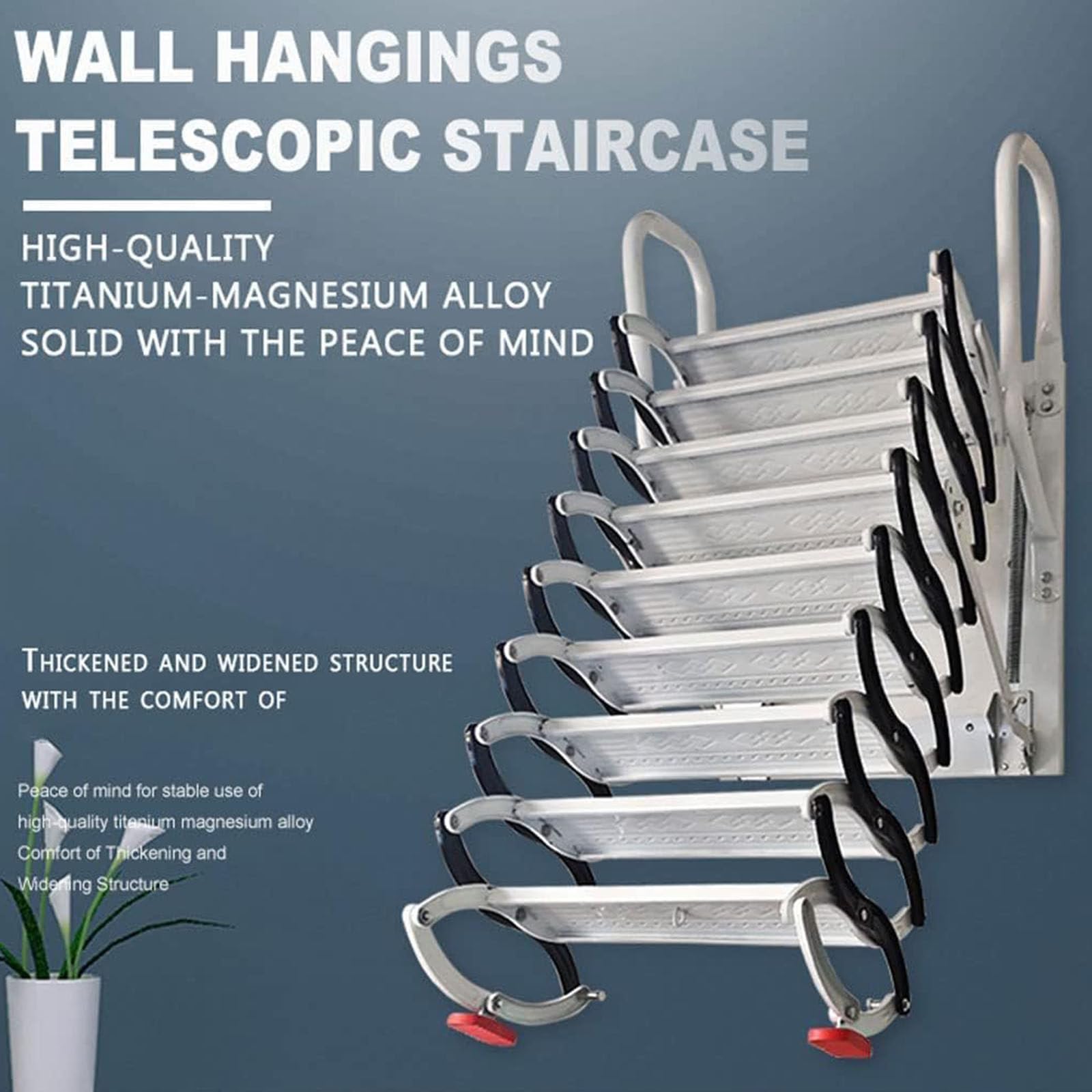 Schody Strychowe Schody Strychowe, Drabina Ze Stopu Aluminium, Schody Składane Na Strych, System Opuszczania Drabiny Strychowej, Wysuwana Drabina Strychowa,A-2-2.5m/80-100in