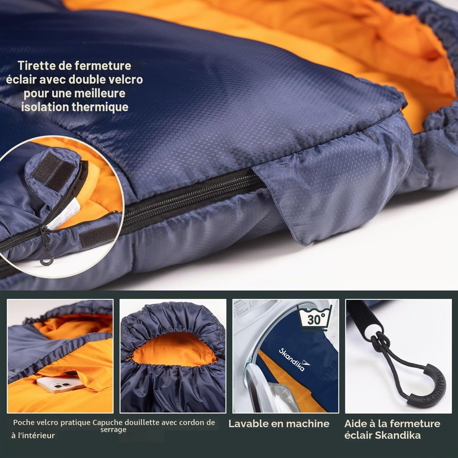 Skandika Sac de Couchage rectangulaire Iceland | Sac de Couchage Adultes, 3 Saisons, 220 x 80 cm, utilisable comme Sac de Couchage Double, Sac de Couchage Camping Chaud