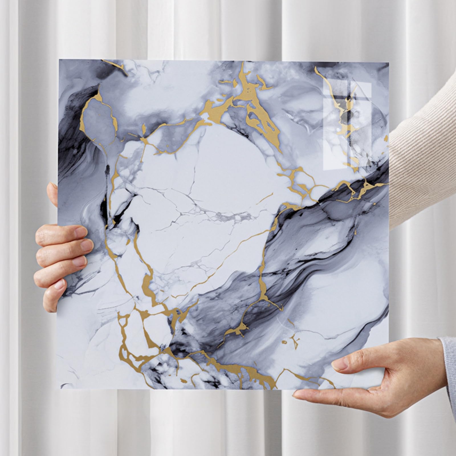 30x30cm 3D Marble Wall Stickers, 2.5mm Thick XPE Foam Self-Adhesive Panels, Waterproof Peel and Stick Tile for Kitchen Bathroom Bedroom (20pcs-30x30cm,163)