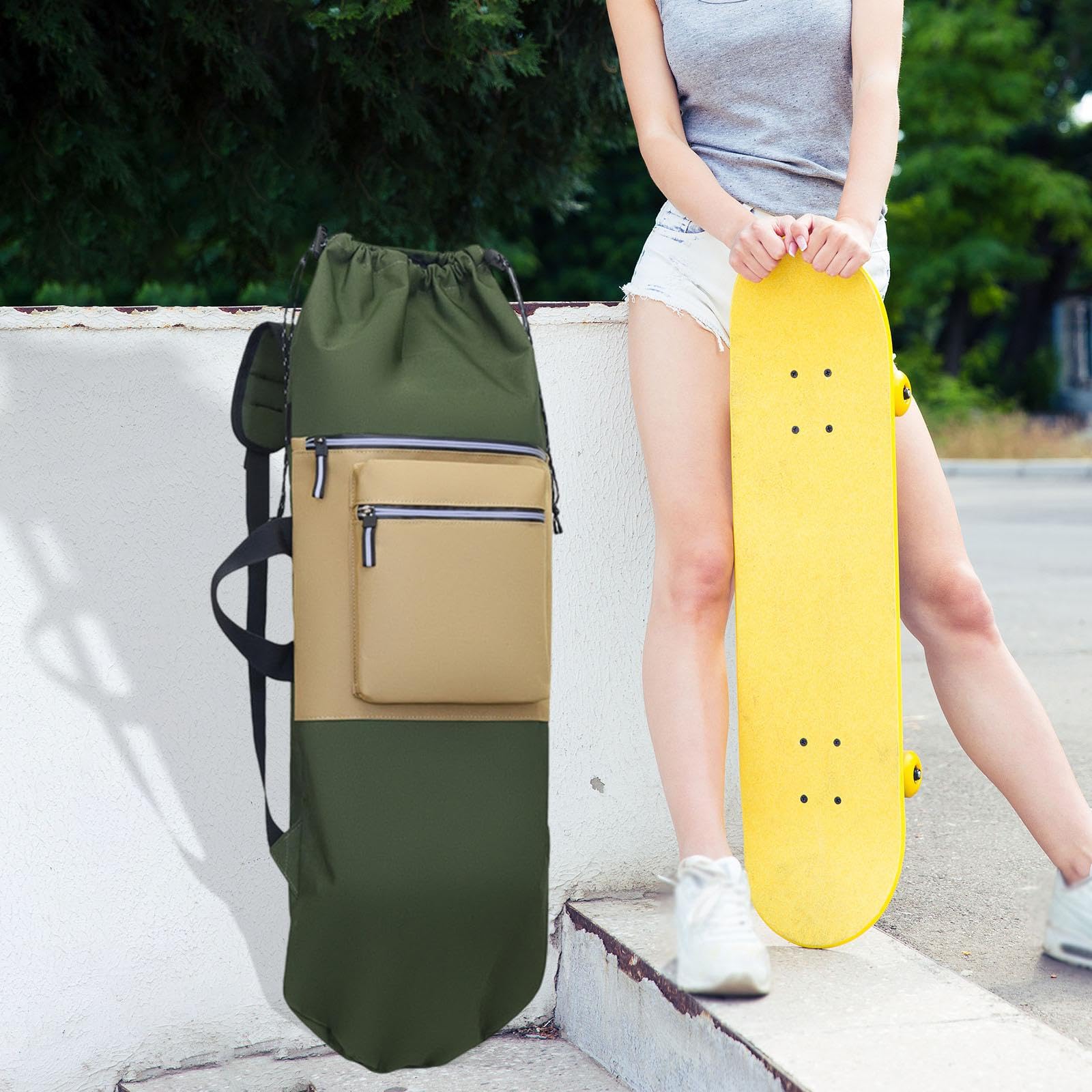 Zaino per Skateboard E Longboard, Zaino Pieghevole con Chiusura a Coulisse E Spallacci Regolabili, Borsa Extra Capiente con Oxford Mate