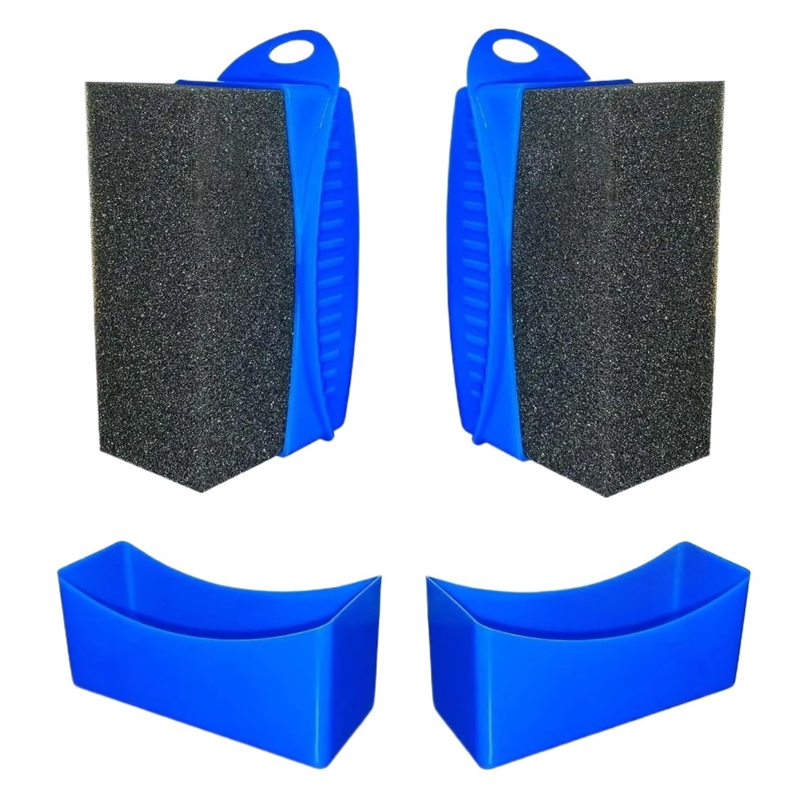 Reusable Tire Dressing Applicator Pad Foam Wheel Detailing Sponges For Tire Waxing Polishing,Auto Tire Shine Applicator With Lid(Blue-2Pcs)