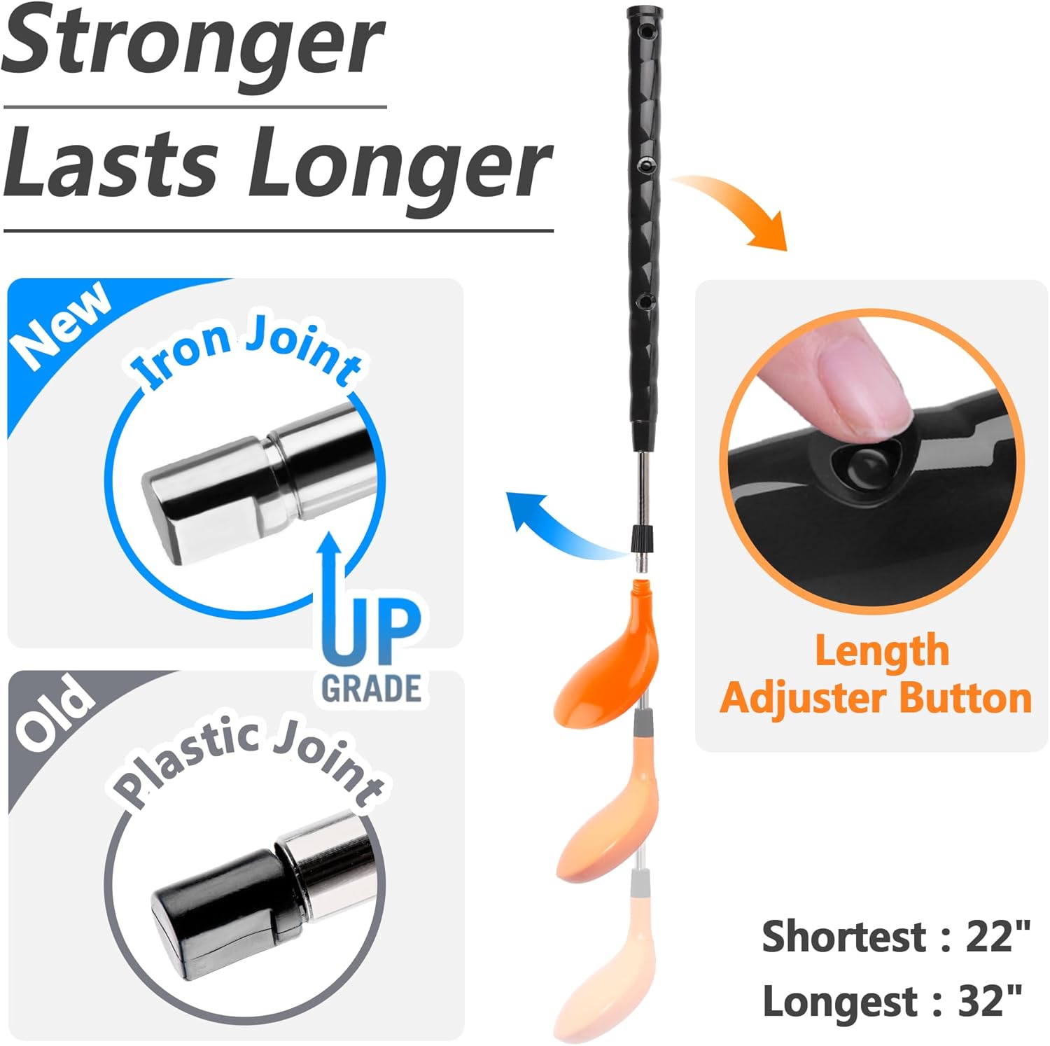 iPlay, iLearn Kids Golf Toys Set W/Left & Right Club Head, Boys Outdoor Sport Toy Age 3-5, Toddler Indoor Golf Ball Game, Child Exercise Active, Yard Play Birthday Gift 4 6 7 8 Year Olds Toddler Girl Orange Golf image 3 of 8 B077PXXSX5