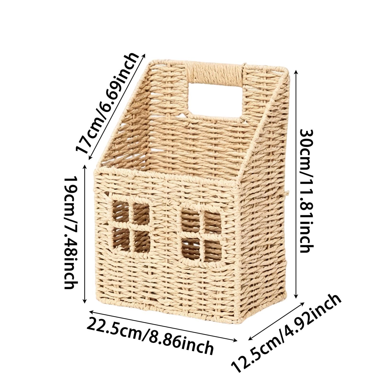 Cesta de pared tejida, versátil organizador de pared tejido a mano, cesta colgante de fibra decorativa, soporte de juguetes para cocina, sala de estar, dormitorio, jardín, oficina (2)