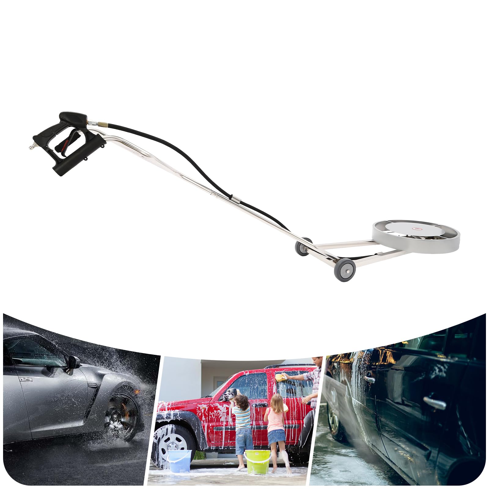 Limpiador de alta presión, limpiador de chasis de coche, con boquilla y ruedas de aluminio y acero inoxidable para camiones SUV y vehículos de construcción