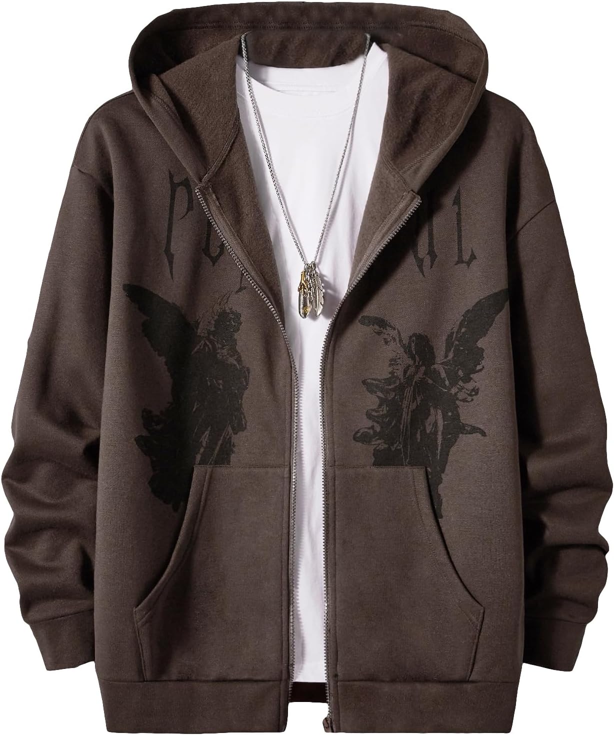 SOLY HUX Men's Graphic Zip Up Hoodies Streetwear Jacket Letter Print Long Sleeve Sweatshirt with Pocket